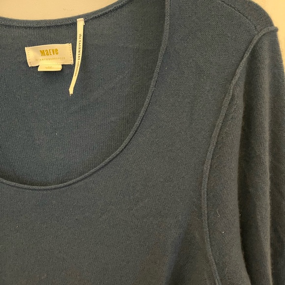 EUC Maeve by Anthropologie 100% cashmere dusty blue sweater w/ balloon sleeves - Picture 3 of 6